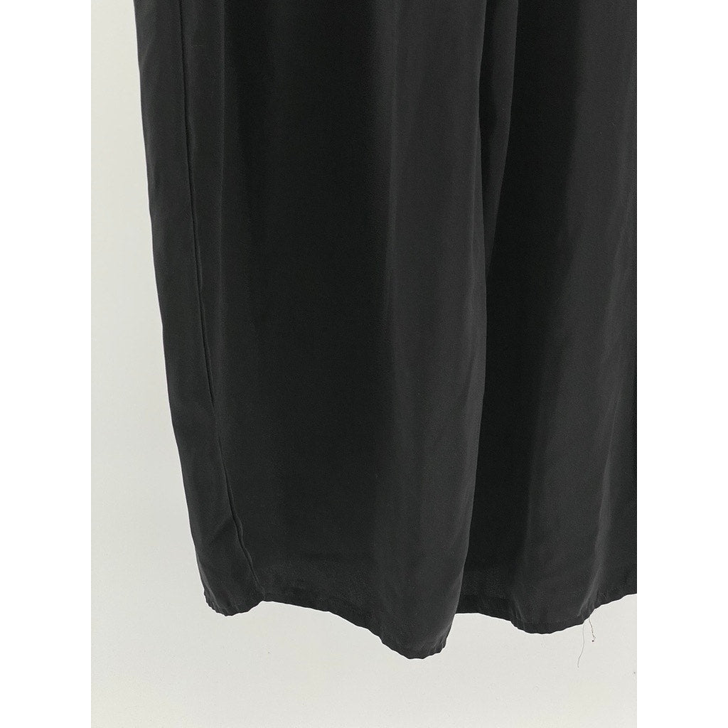 TRONJORI Women's Black Solid High-Rise Wide-Leg Casual Palazzo Trousers SZ XS