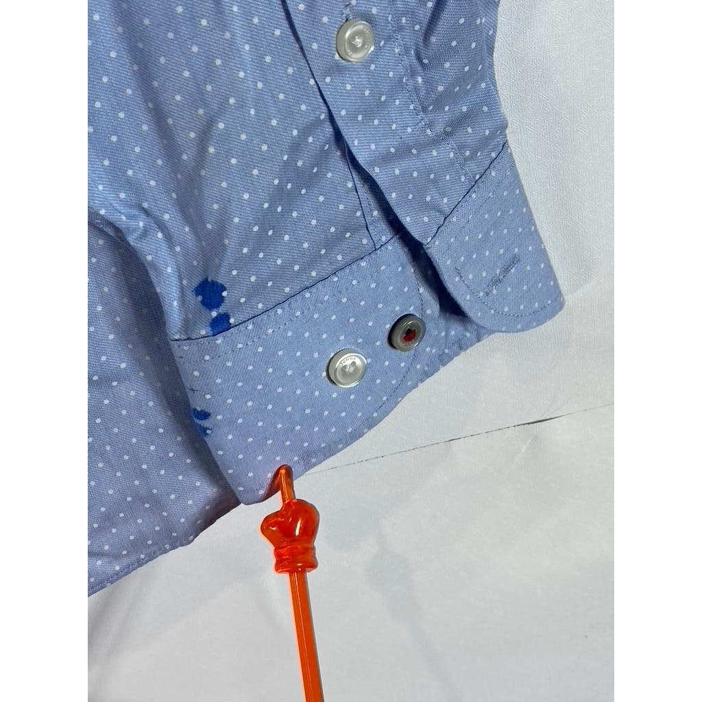 TOMMY HIILFIGER Men's Blue THFlex Supima Slim-Fit Stretch Button-Up Shirt SZ S