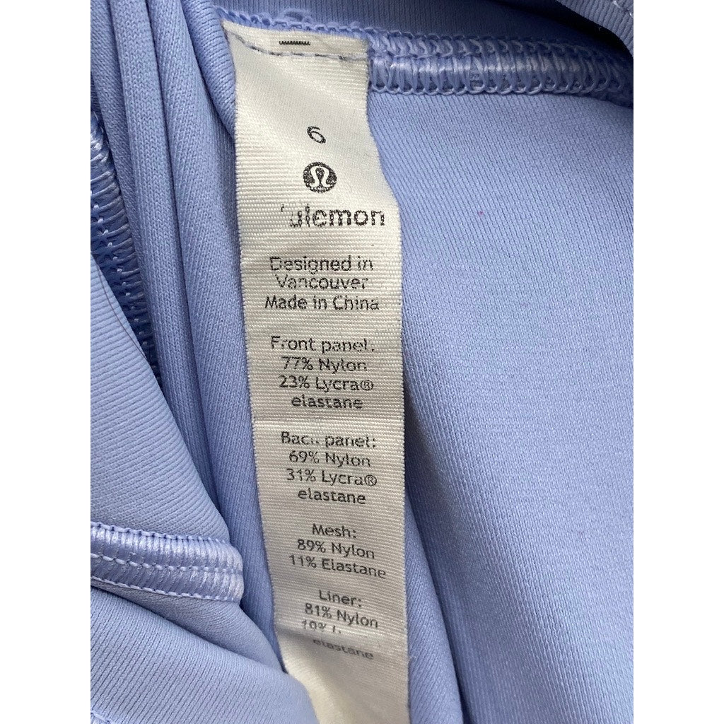 LULULEMON Women's Washed Denim Blue Wunder Train Mesh High-Rise Leggings SZ 6