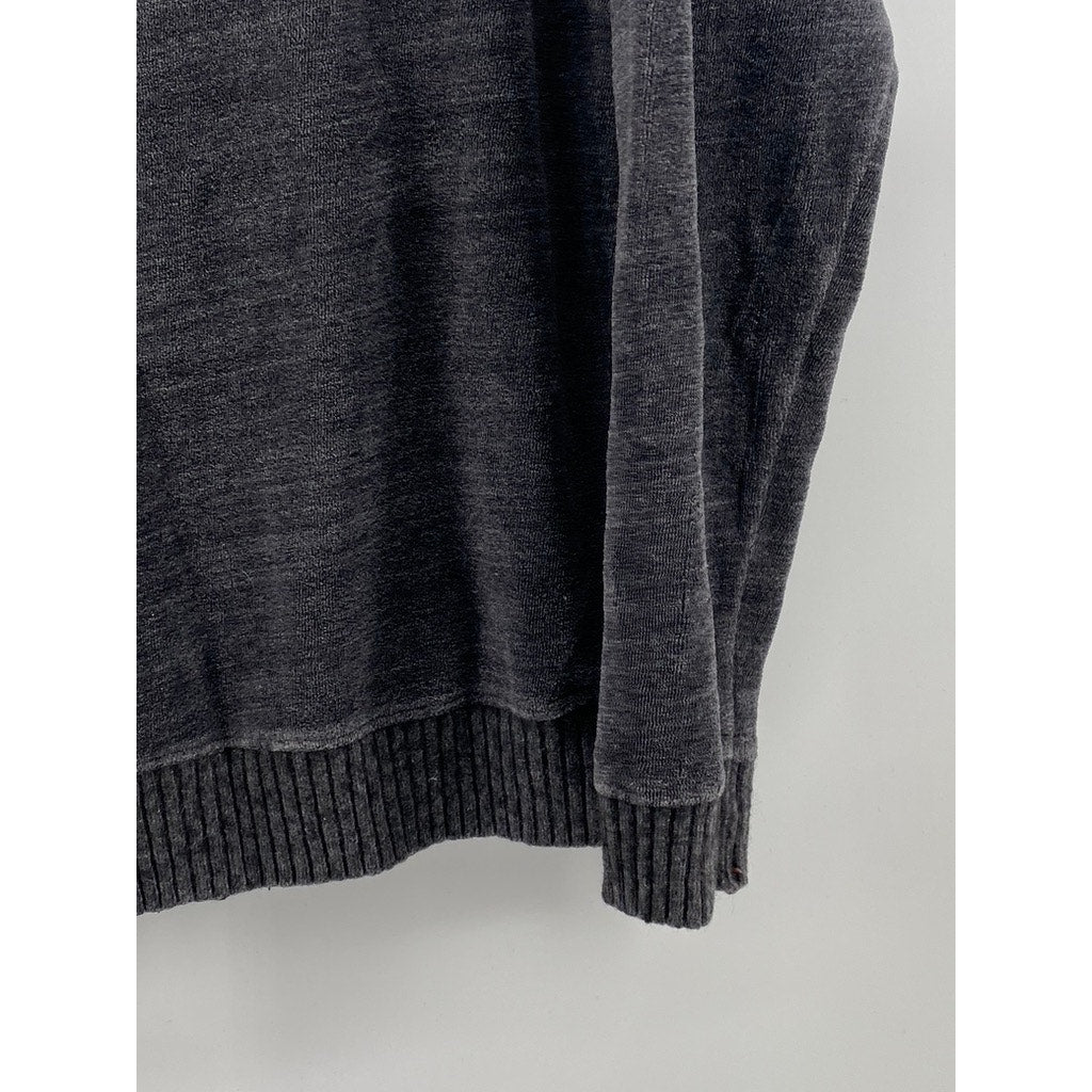 ANN TAYLOR LOFT Women's Washed Black Knit Scoop-Neck Long Sleeve Sweater SZ L