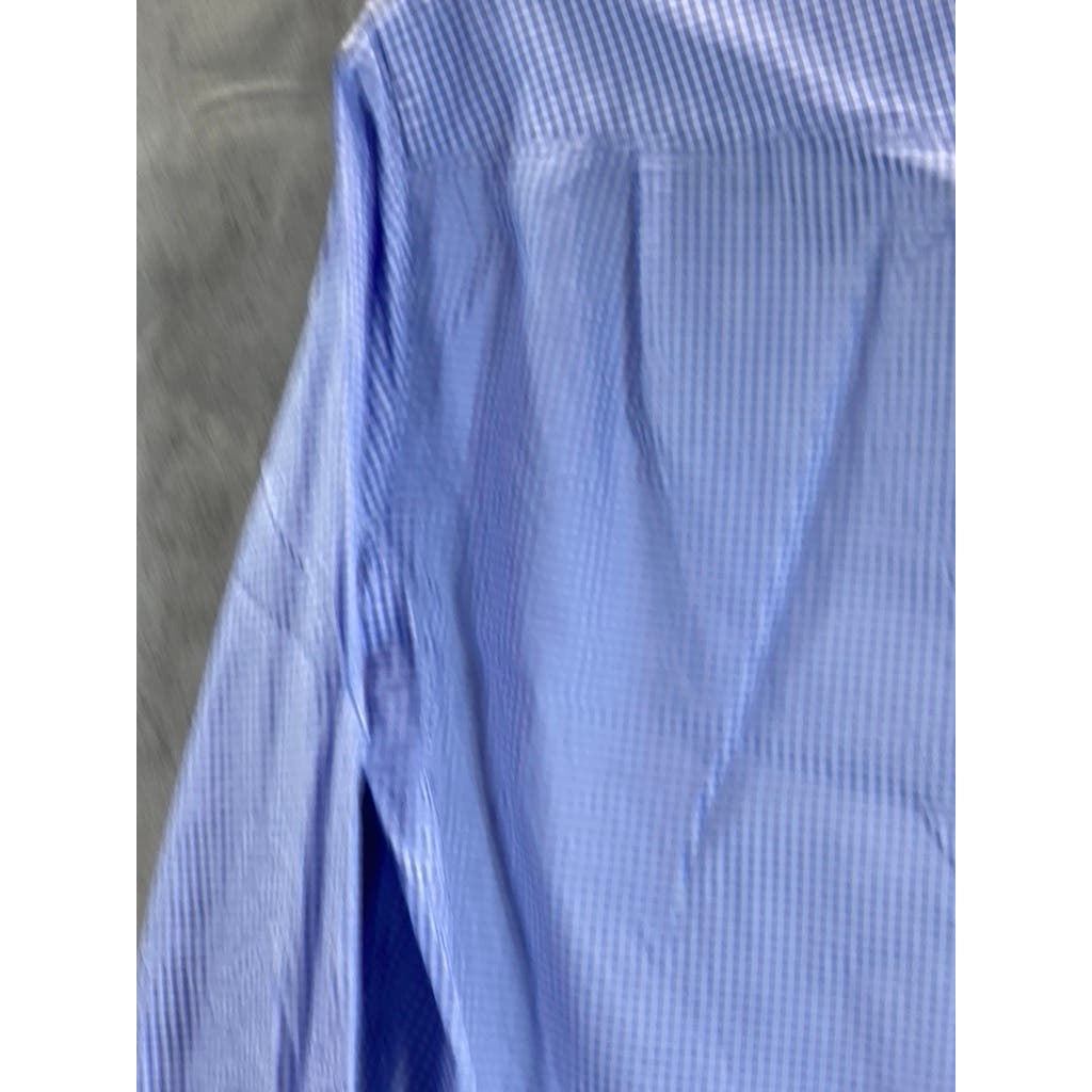 CHARLES TYRWHITT Men's Blue Gingham Slim-Fit Non-Iron Button-Up Shirt SZ S