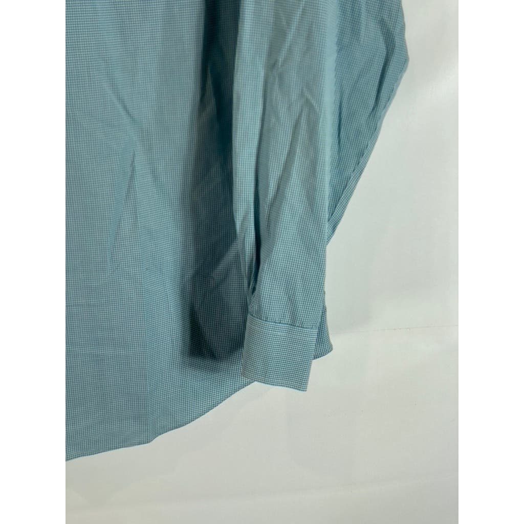 BROOKS BROTHERS 346 Men's Aqua Gingham Original Polo Slim-Fit Dress Shirt SZ 16