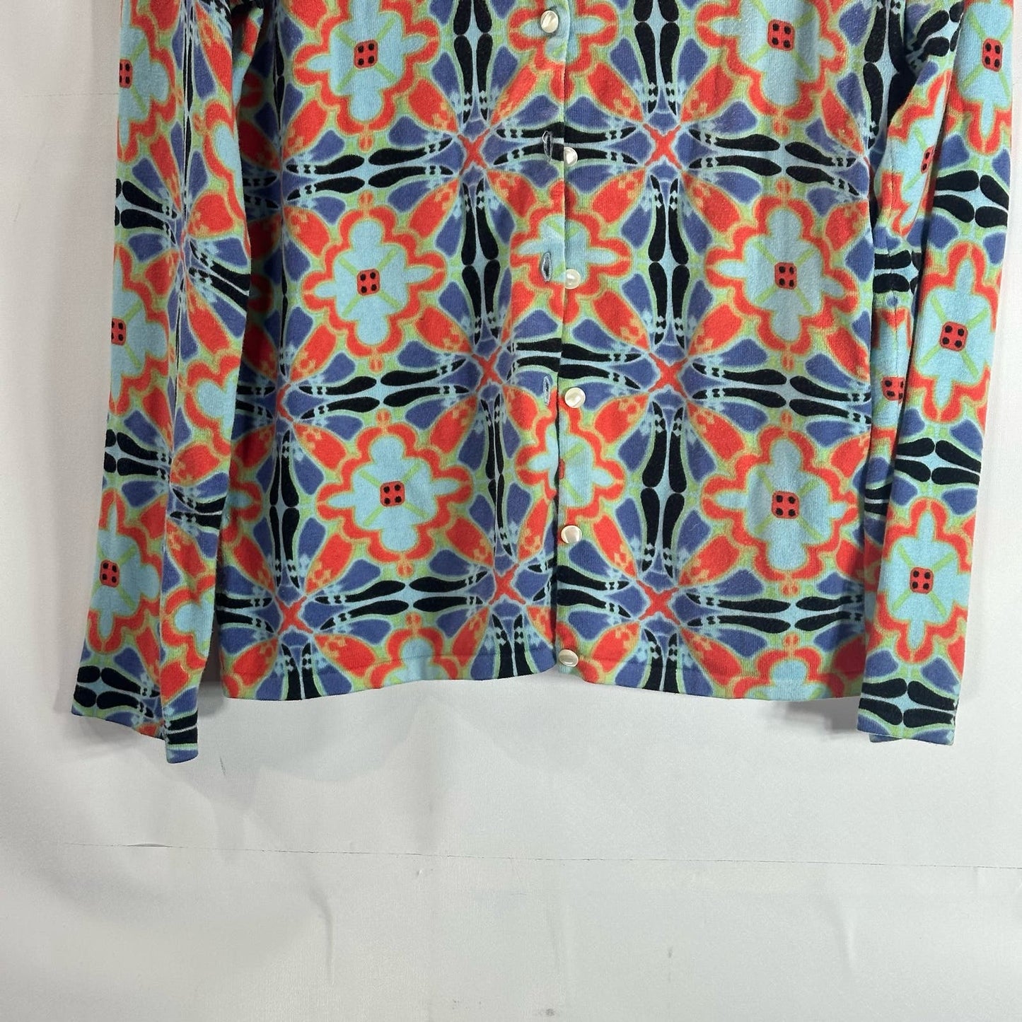 J. MCLAUGHLIN Women's Multi Mosaic Print Button-Up Cardigan Sweater SZ M