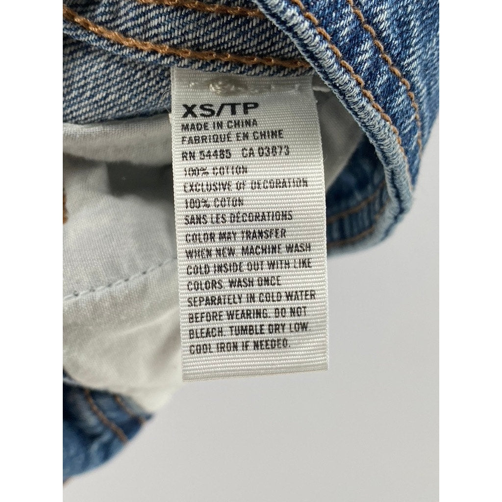 AMERICAN EAGLE Women's Medium Wash Blue Denim Button-Up Vest SZ XS