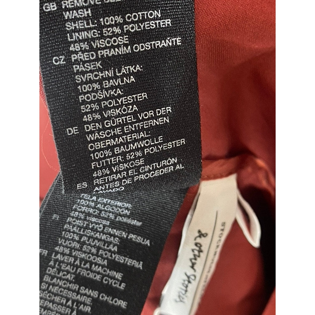 & OTHER STORIES Women's Rust Belted Button-Up Oversized Trench Coat SZ 2