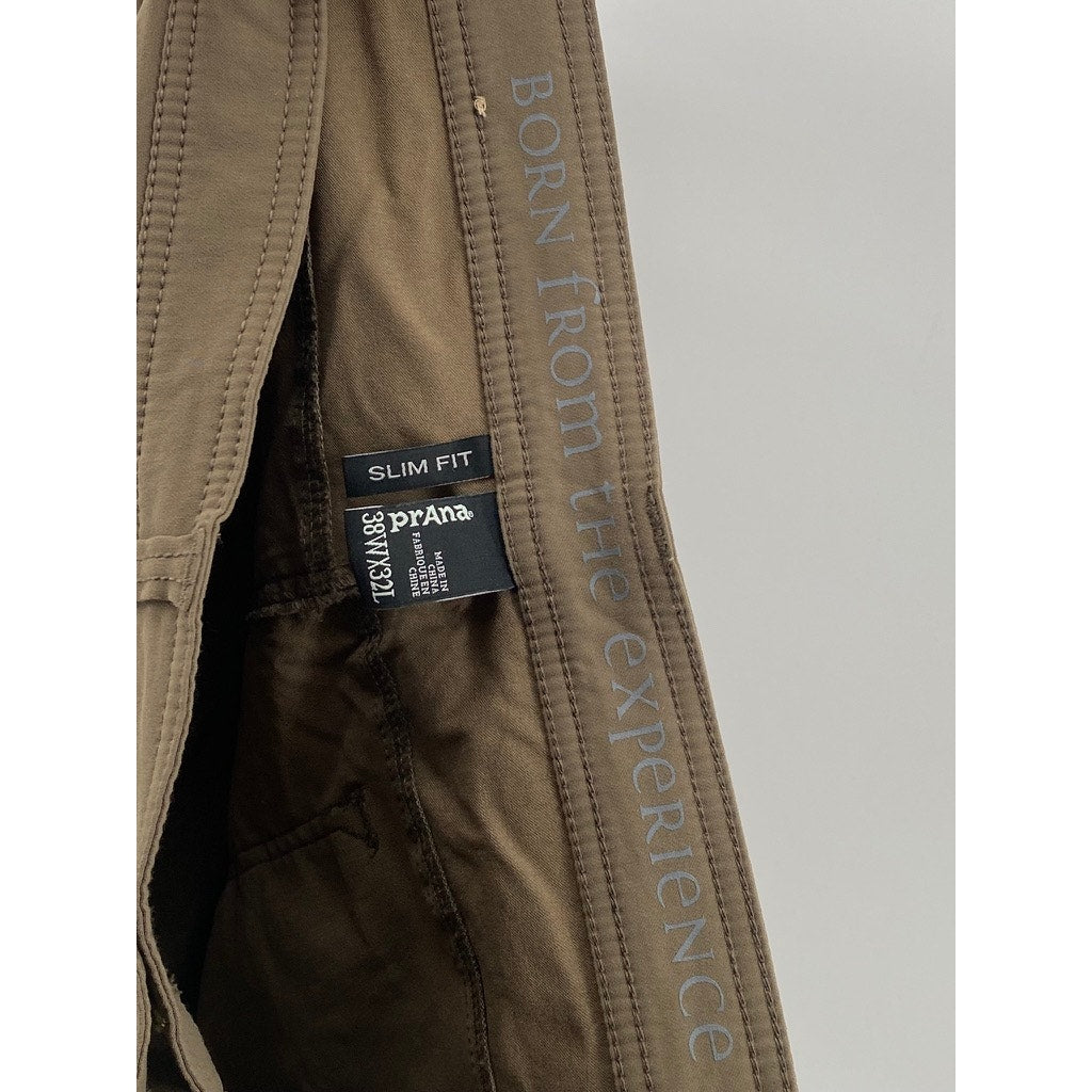 PRANA Men's Light Brown Slim-Fit Straight-Leg Casual Pant SZ 38X32