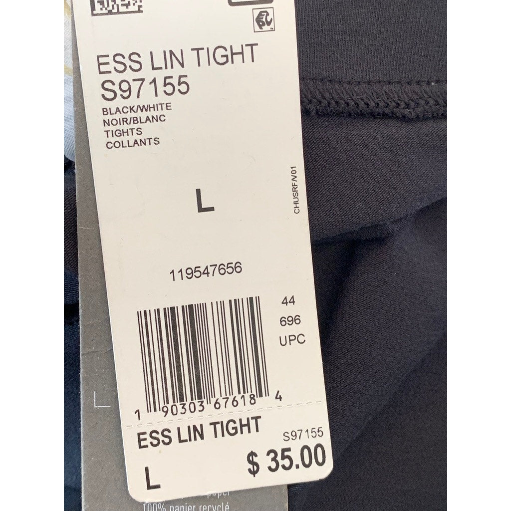 ADIDAS Women's Black/White Essential Linear Pull-On Tights SZ L