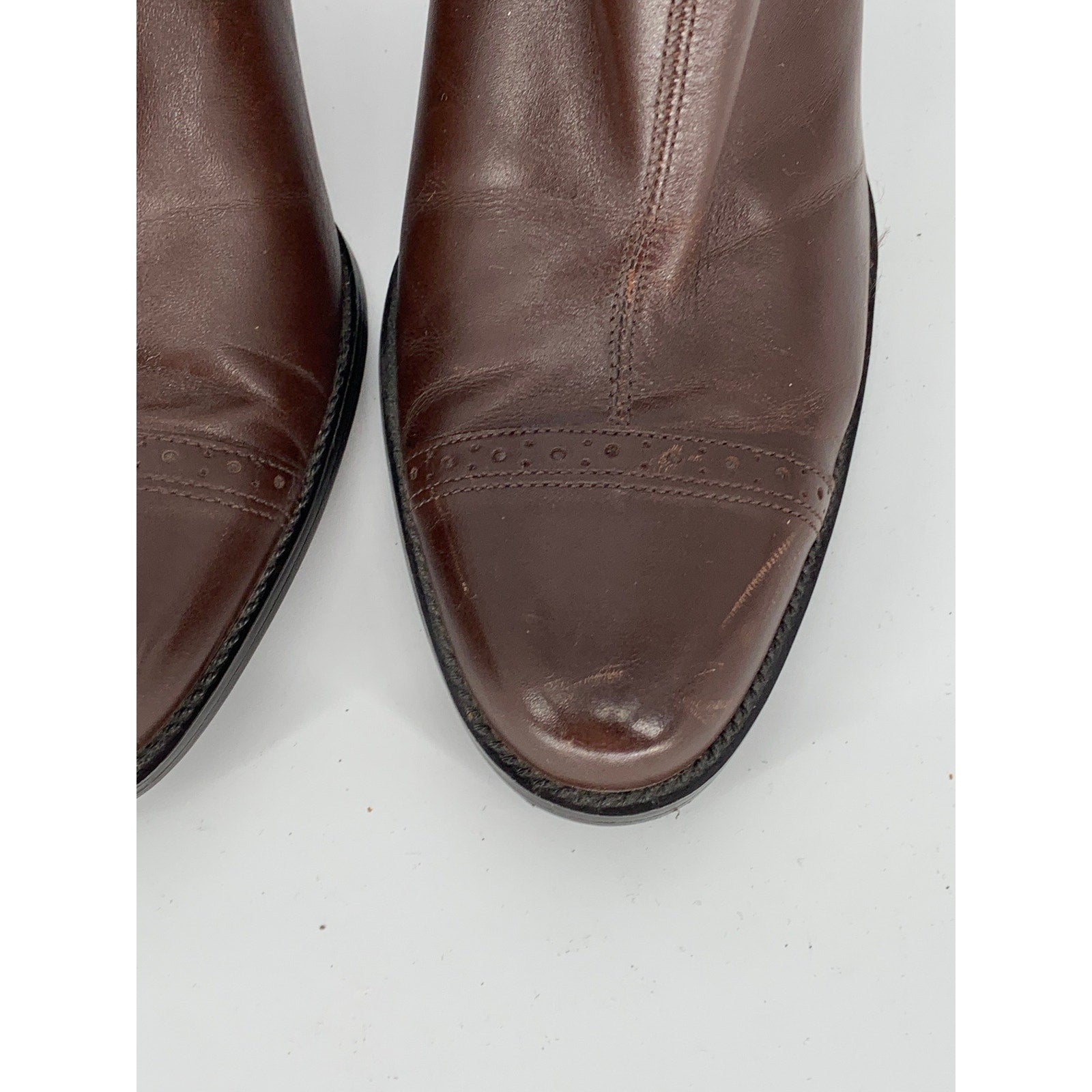 BCBGIRLS Women's Brown Leather Round-Toe Stiletto Ankle Boots SZ 9B