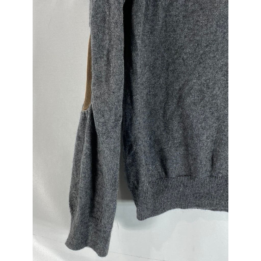 BANANA REPUBLIC Men's Heather Gray Cotton-Cashmere Elbow-Patch Sweater SZ S