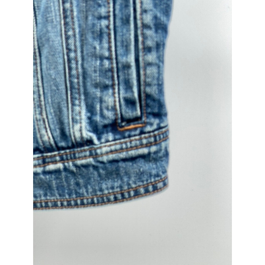 AMERICAN EAGLE Women's Medium Wash Blue Denim Button-Up Vest SZ XS