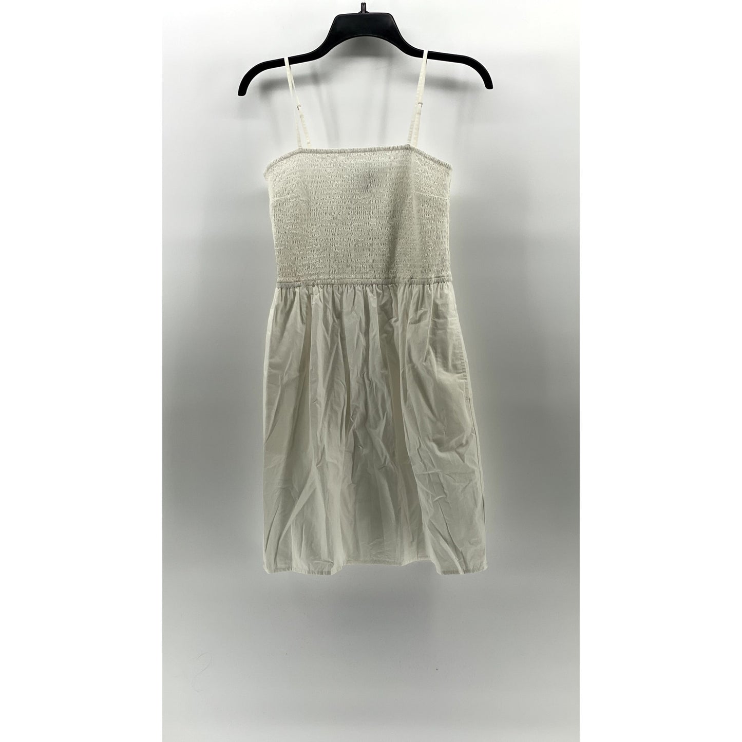 THE DROP Women's White Smocked Spaghetti Strap Fit & Flare Mini Dress SZ S