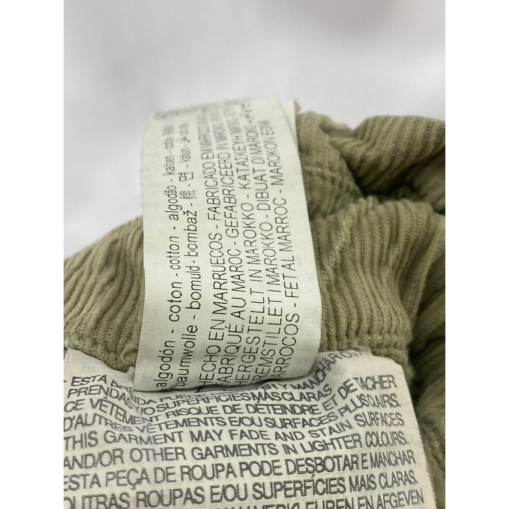 ZARA Women’s Olive Green Corduroy Ruffle-Waist Jogger Pant SZ 12