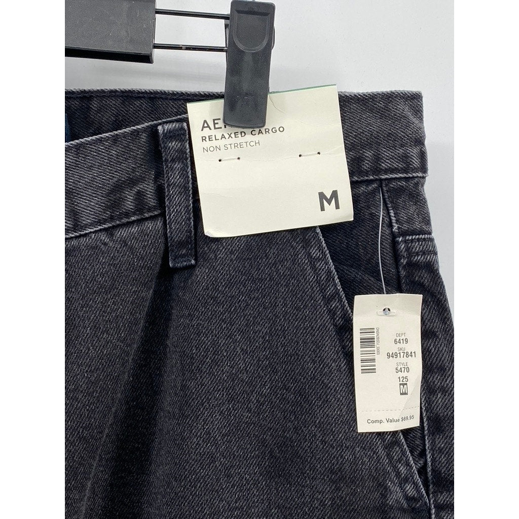 AEROPOSTALE Men's Black Straight-Leg Relaxed Denim Cargo Jean SZ M