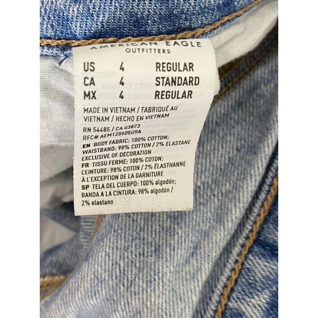 AMERICAN EAGLE Women's Light Blue Distressed Comfort Stretch Waist Jean SZ 4