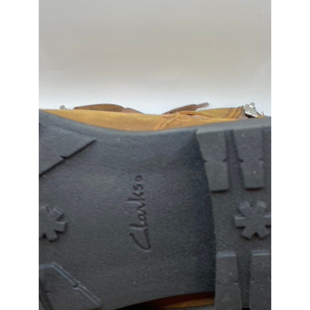 CLARKS Women's Brown Leather Orinoco Round-Toe Side-Buckle Combat Boots SZ 8.5