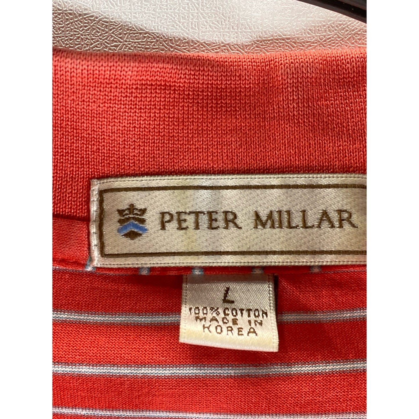 PETER MILLAR Men's Red Desert Mountain Striped Short Sleeve Regular-Fit Polo SZL
