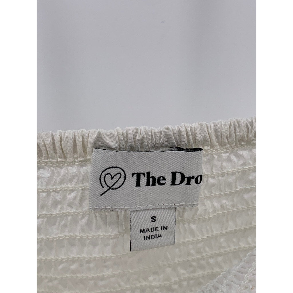 THE DROP Women's White Smocked Spaghetti Strap Fit & Flare Mini Dress SZ S