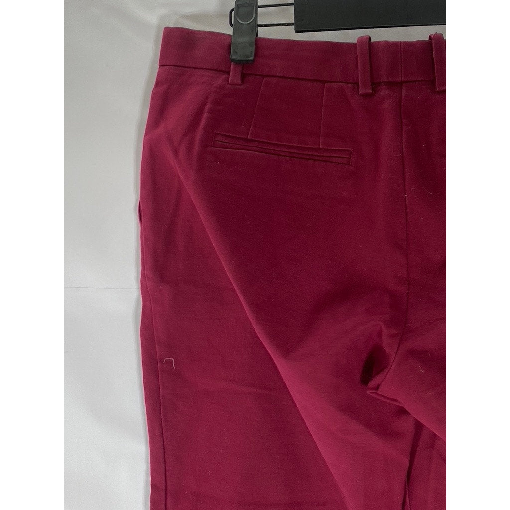 GAP Women's Garnet Red Regular-Fit Slim-Leg Flat Front Cropped Pant SZ 4
