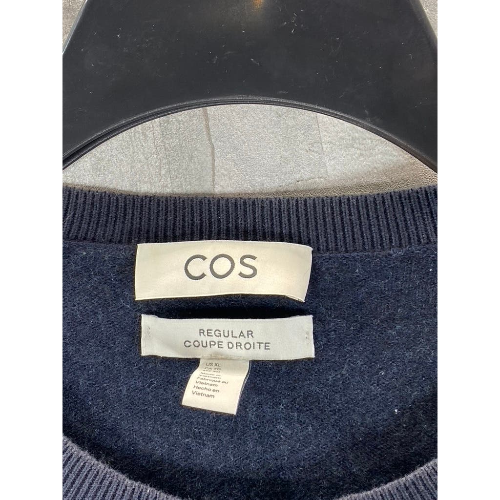 COS Men's Navy Wool Blend Crewneck Regular-Fit Pullover Sweater SZ XL