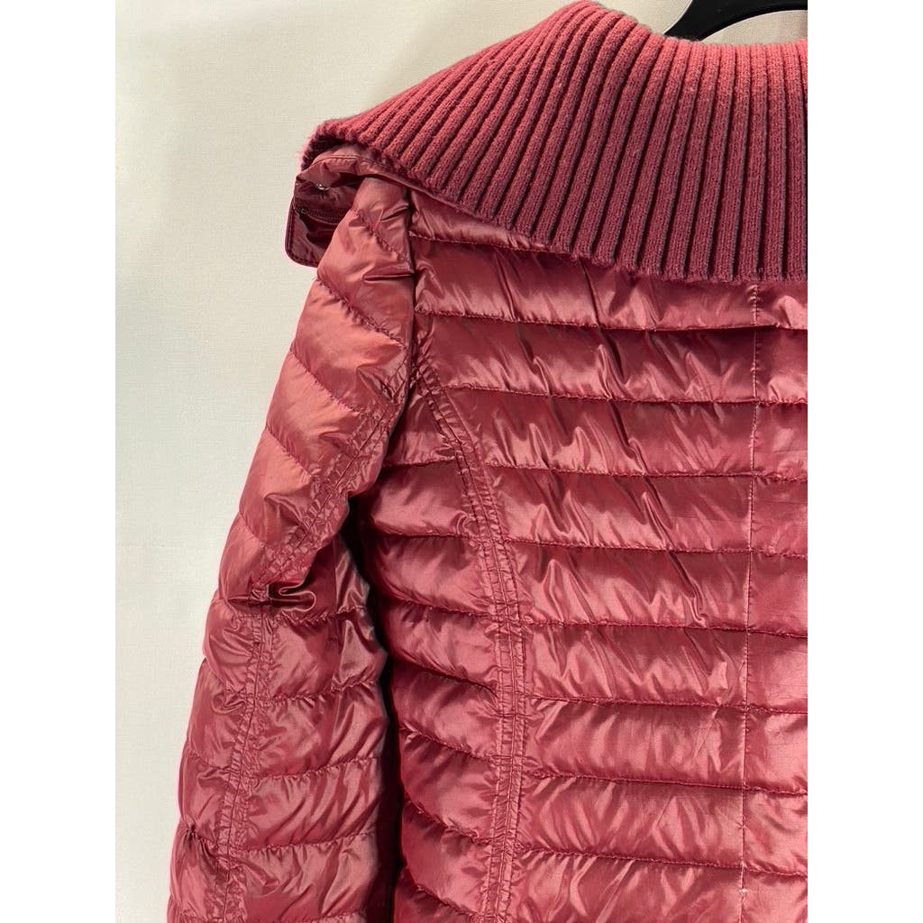 MARC NEW YORK ANDREW MARC Women's Red Zip-Up Snap Button Puffer Jacket SZ S