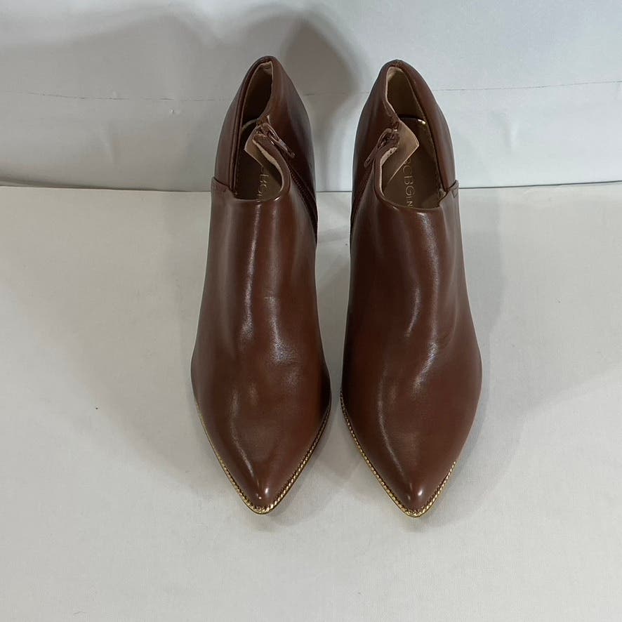 BCBGENERATION Women's Brown Faux Leather Hadix Pointed-Toe Stiletto Booties SZ 7