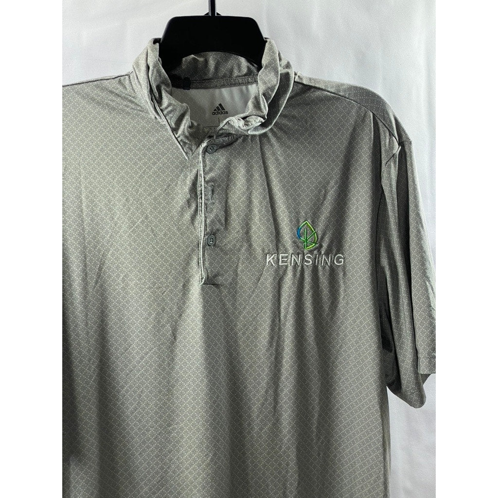 ADIDAS Men's Gray Diamond Print Short Sleeve Golf Polo Shirt SZ L