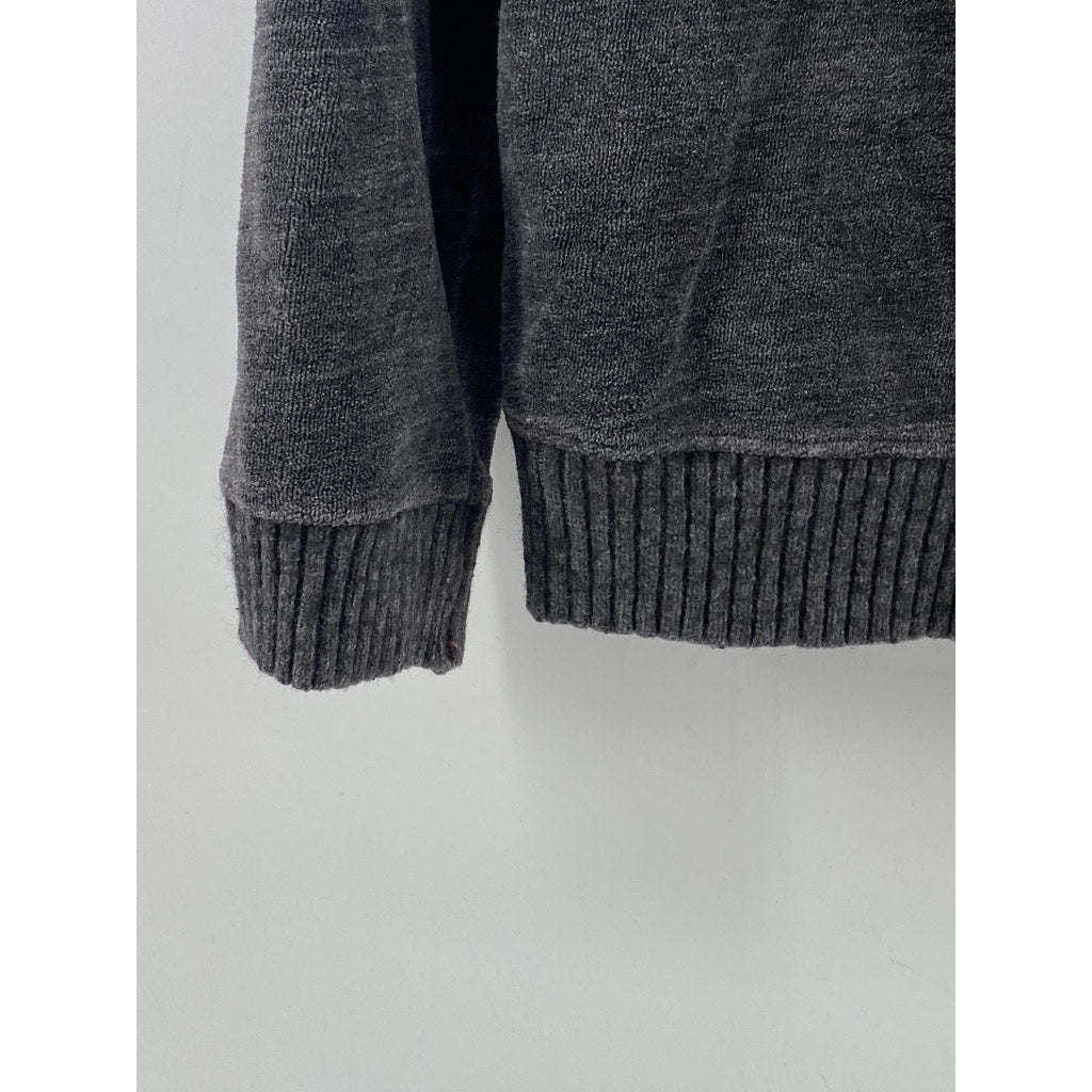 ANN TAYLOR LOFT Women's Washed Black Knit Scoop-Neck Long Sleeve Sweater SZ L