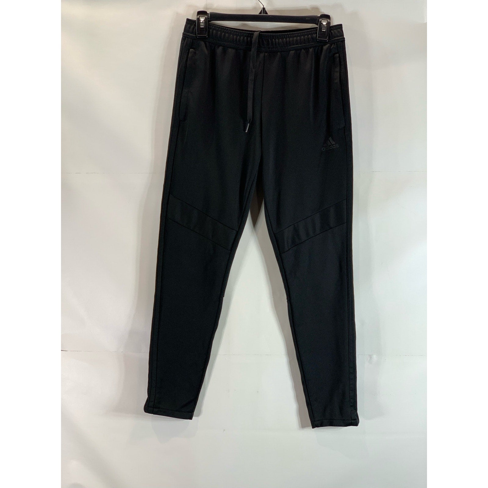 ADIDAS Men's Black Solid Climacool Drawstring Waist Zipper-Hem Track Pants SZ S