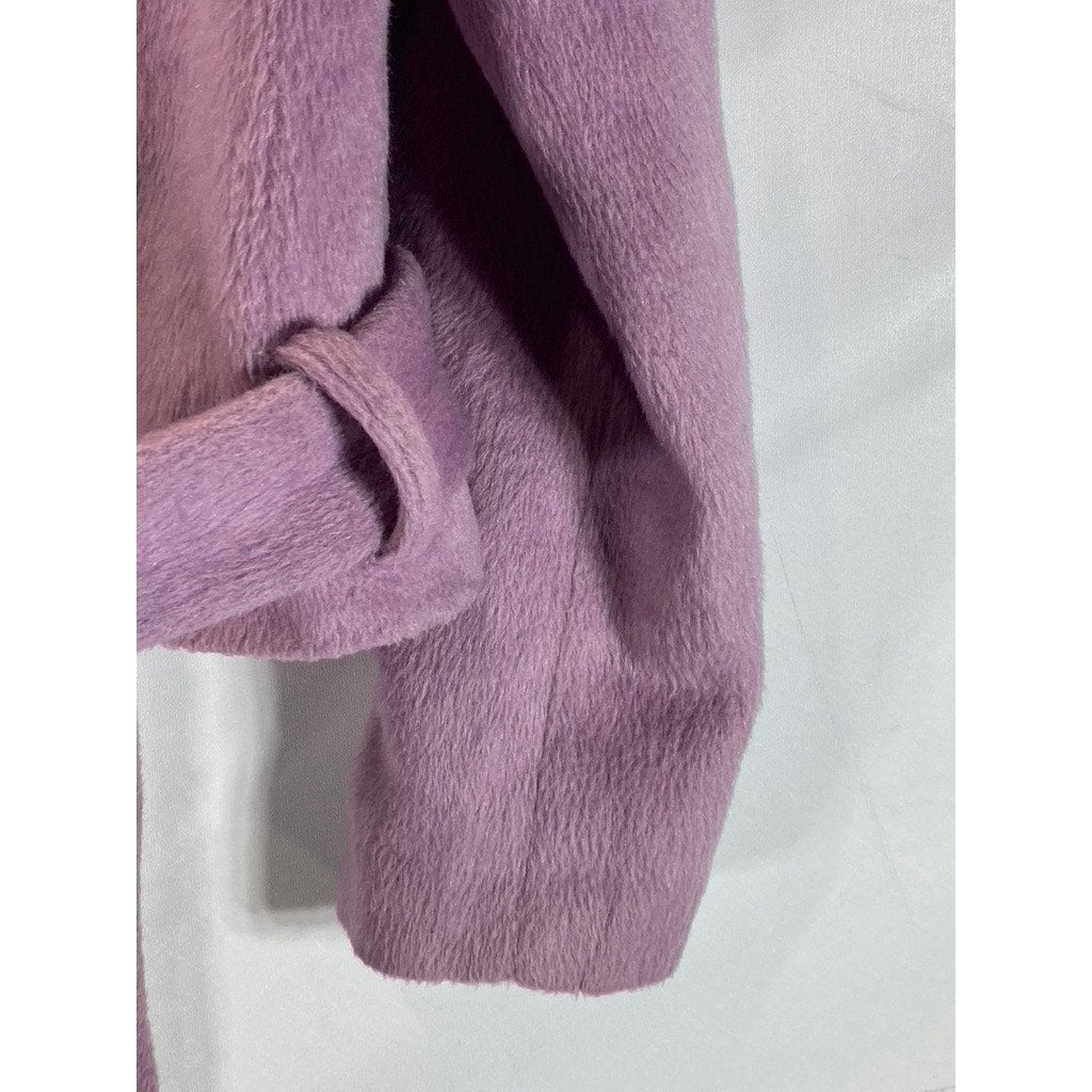 FOREVER 21 Women's Pink Plush Asymmetrical Motorcycle Cropped Jacket SZ L