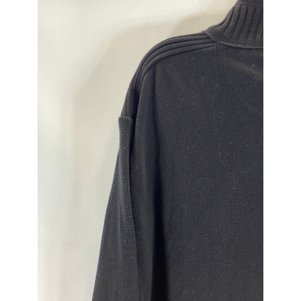 JOHN HENRY Men's Solid Black Ribbed Shoulder Quarter-Zip Pullover Sweater SZ XL