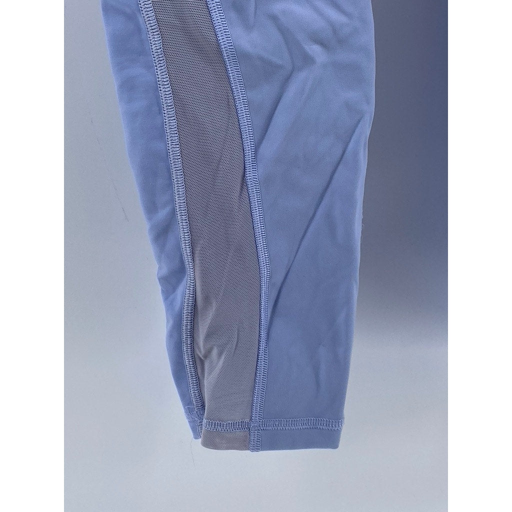 LULULEMON Women's Washed Denim Blue Wunder Train Mesh High-Rise Leggings SZ 6