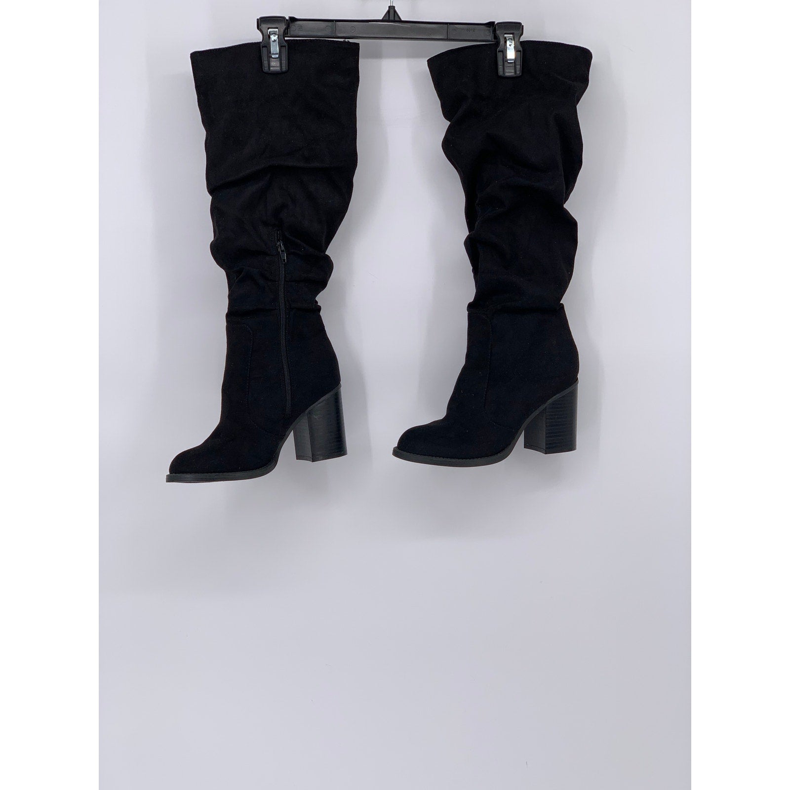 ROUGE HELIUM Women's Black Faux-Suede Sounding Round-Toe Knee-High Boots SZ 7