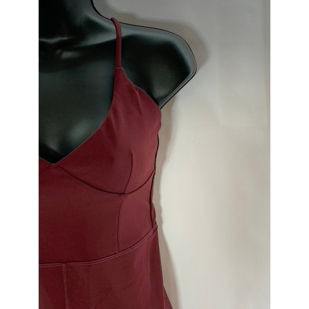 IVL Women's Burgundy V-Neck Spaghetti Cross Back Jumpsuit SZ 6