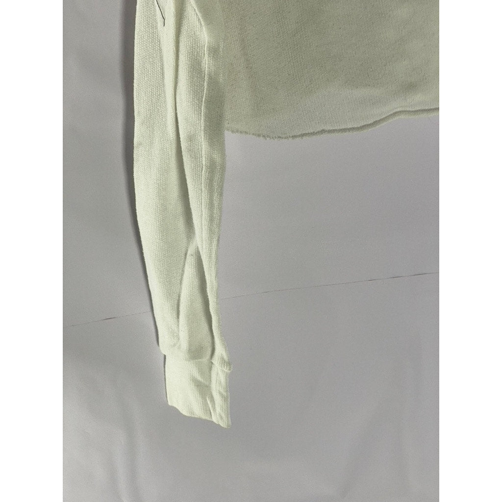 OUT FROM UNDER Women's White Snap-Button Henley Long Sleeve Top SZ S