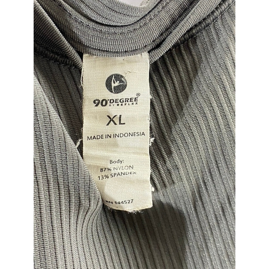 90 DEGREE BY REFLEX Women’s Charcoal Ribbed Racerback Cropped Tank Top SZ XL