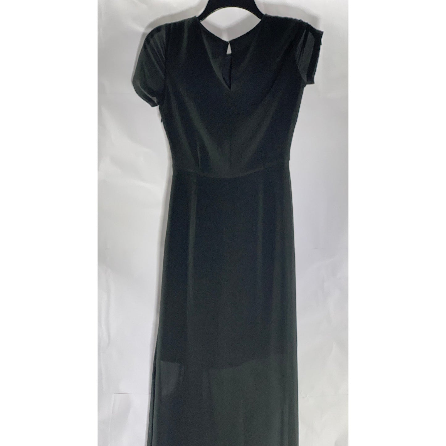 ALLSAINTS Black Sheer Illusion Hem Ruched Ariya Goth Grunge Midi Dress SZ 0