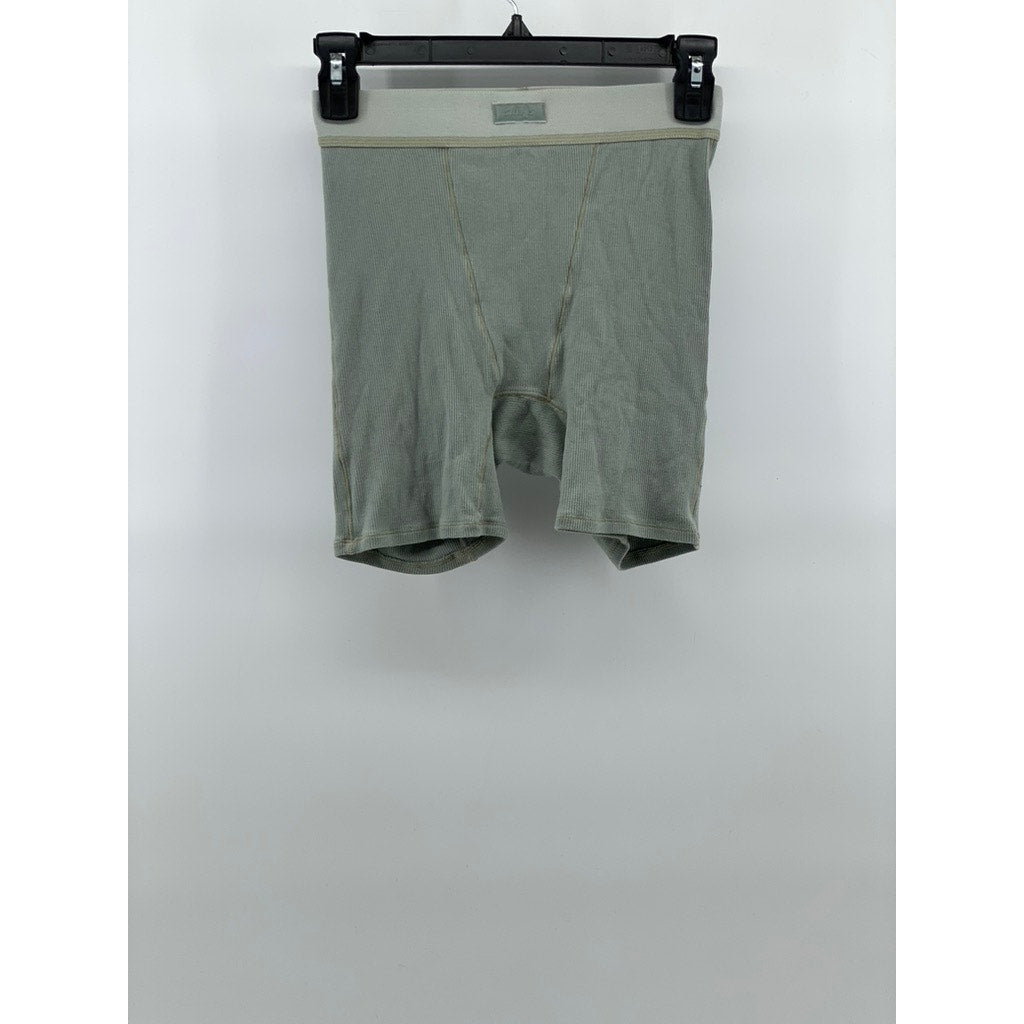 SKIMS Women’s Green Stretch Rib Knit Pull-On Boxer Shorts SZ S