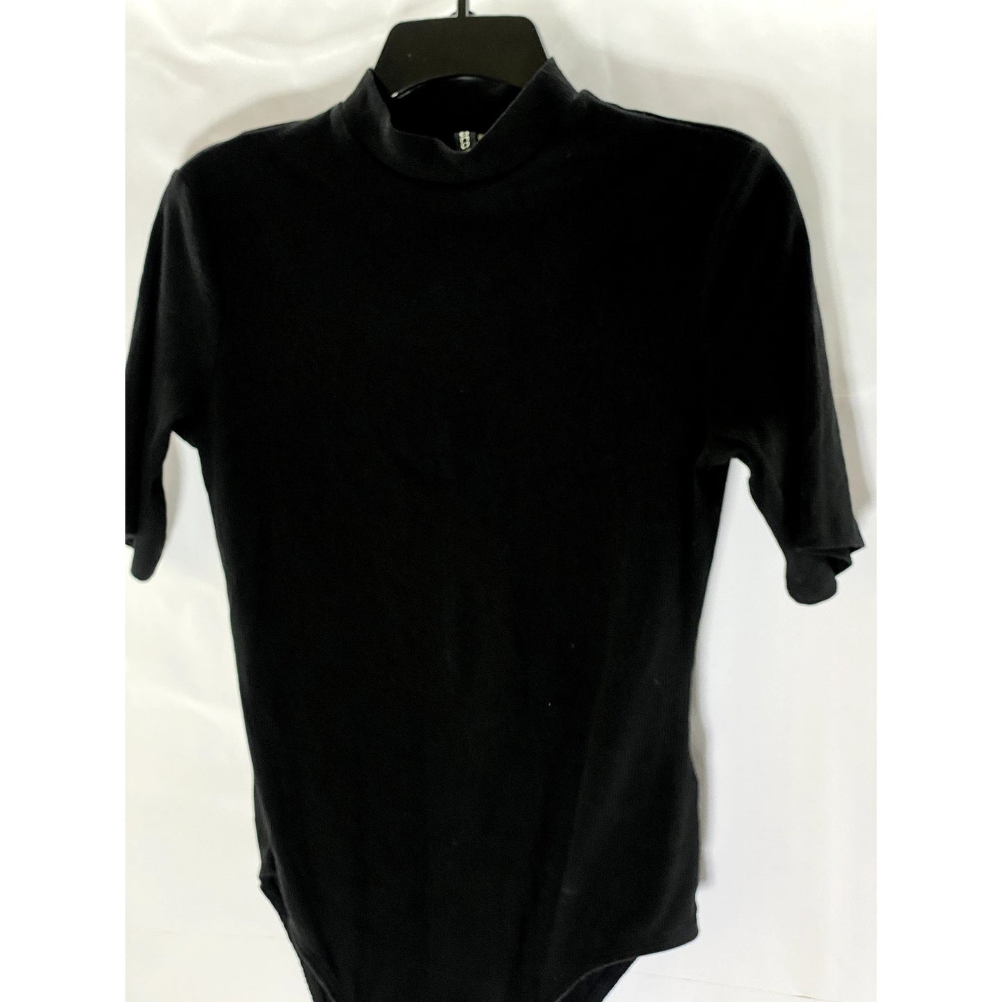 DIVIDED By H&M Women's Black Ribbed Mock-Neck Short Sleeve Bodysuit SZ L
