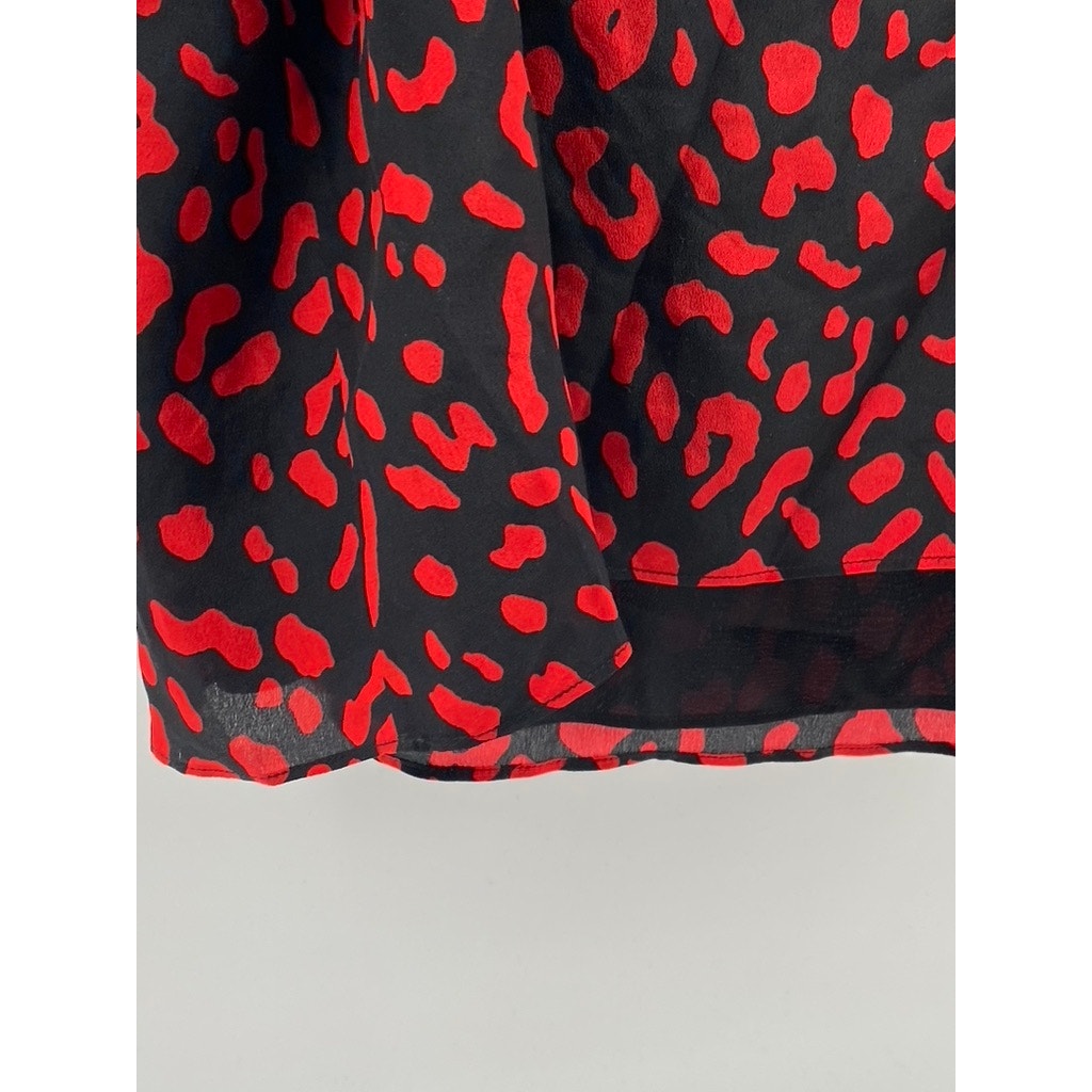 ALICE + OLIVIA Women’s Black-Red Contessa Animal Print V-Neck Cami Top SZ M