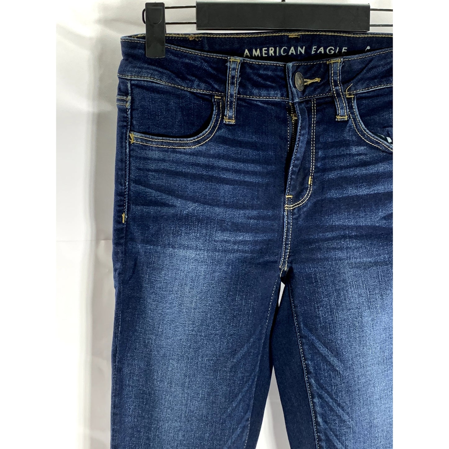 AMERICAN EAGLE Women's Dark Blue Regular-Fit Skinny-Leg Four-Pocket Jean SZ 4