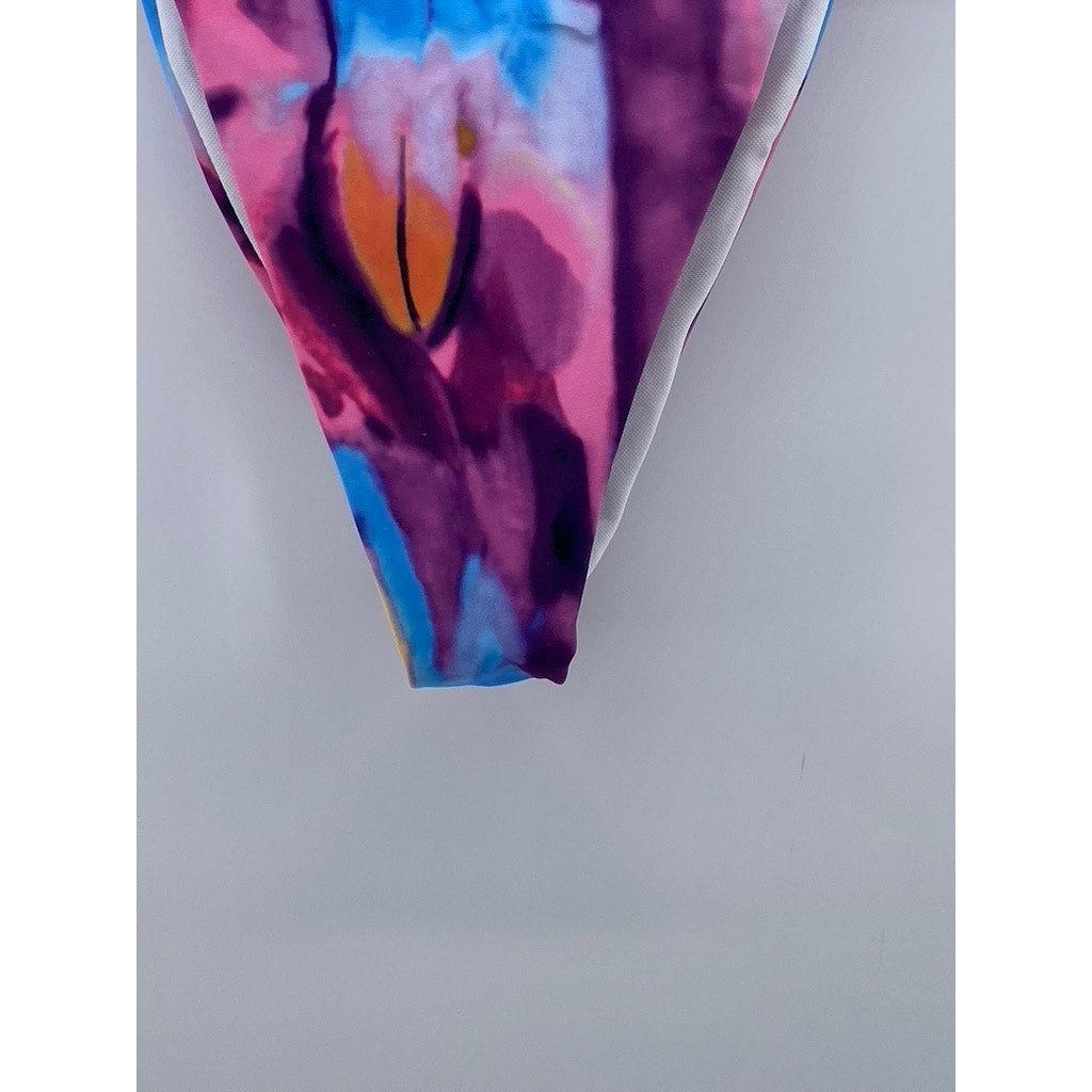 MATTTE COLLECTION Women's Purple Tie-Dye High-Rise Cheeky Bikini Bottom SZ M