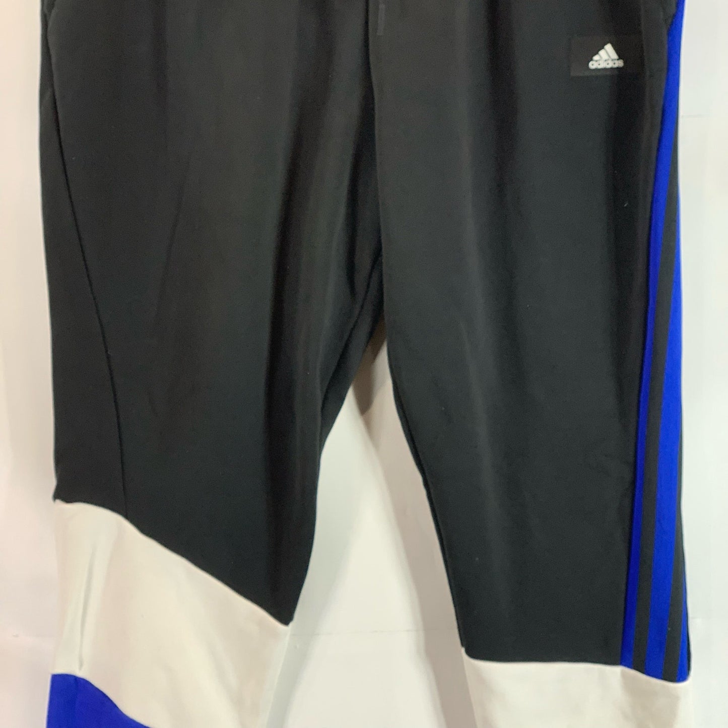 ADIDAS Men's Black/Blue/White Colorblock Fleece Drawstring Pull-On Pants SZ 2XL