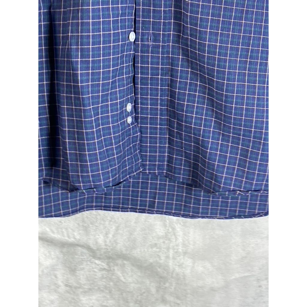L.L. BEAN Men's Navy Mini Check Button-Up Long Sleeve Dress Shirt SZ 17.5/34