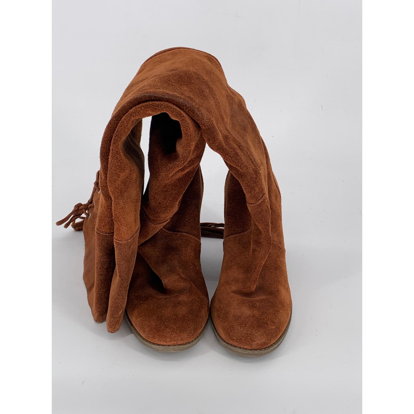 DR. SCHOLL'S Women's Cognac Leather Lydia Round-Toe Knee-High Boots SZ 7.5