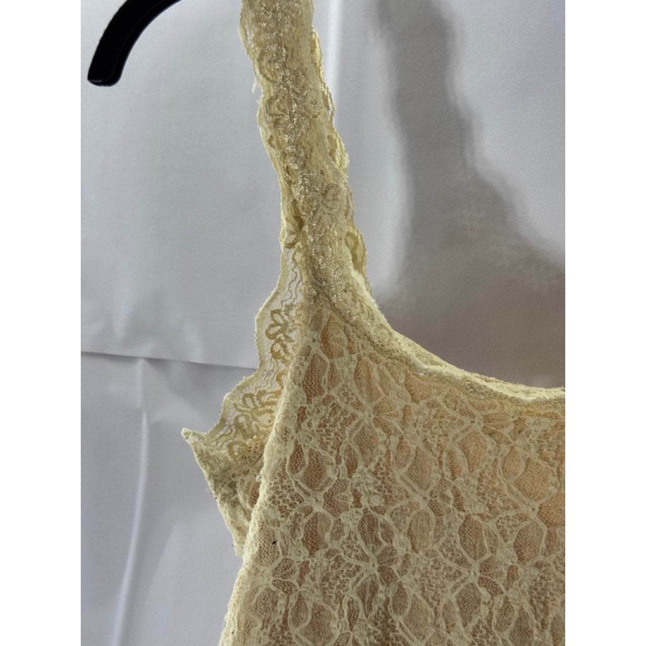 SHEIN ICON Women's Beige Straight-Neck Lace Tie-Front Tank Top SZ S