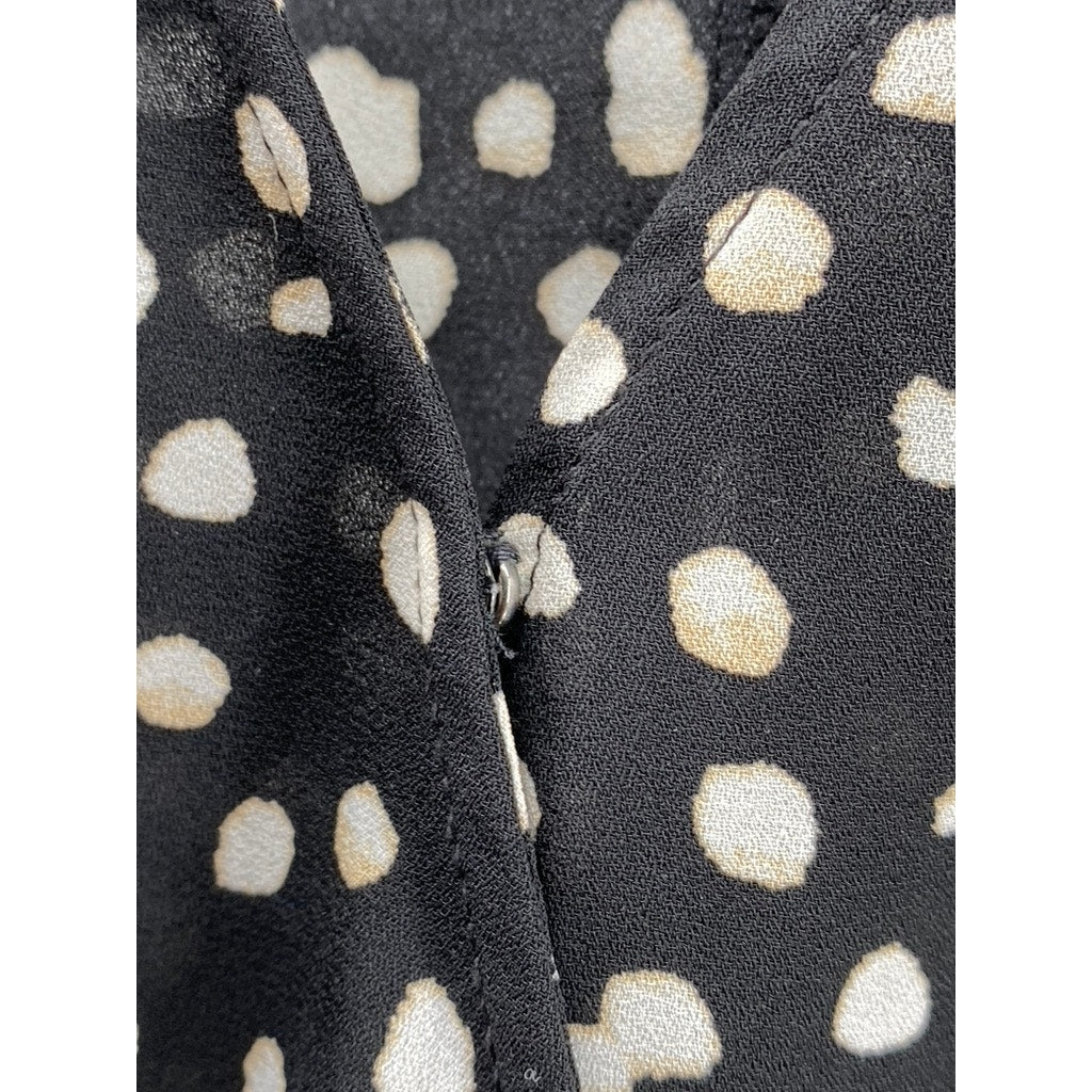 BANANA REPUBLIC Women's Petite Black-White Dot Print Surplice Top SZ XSP