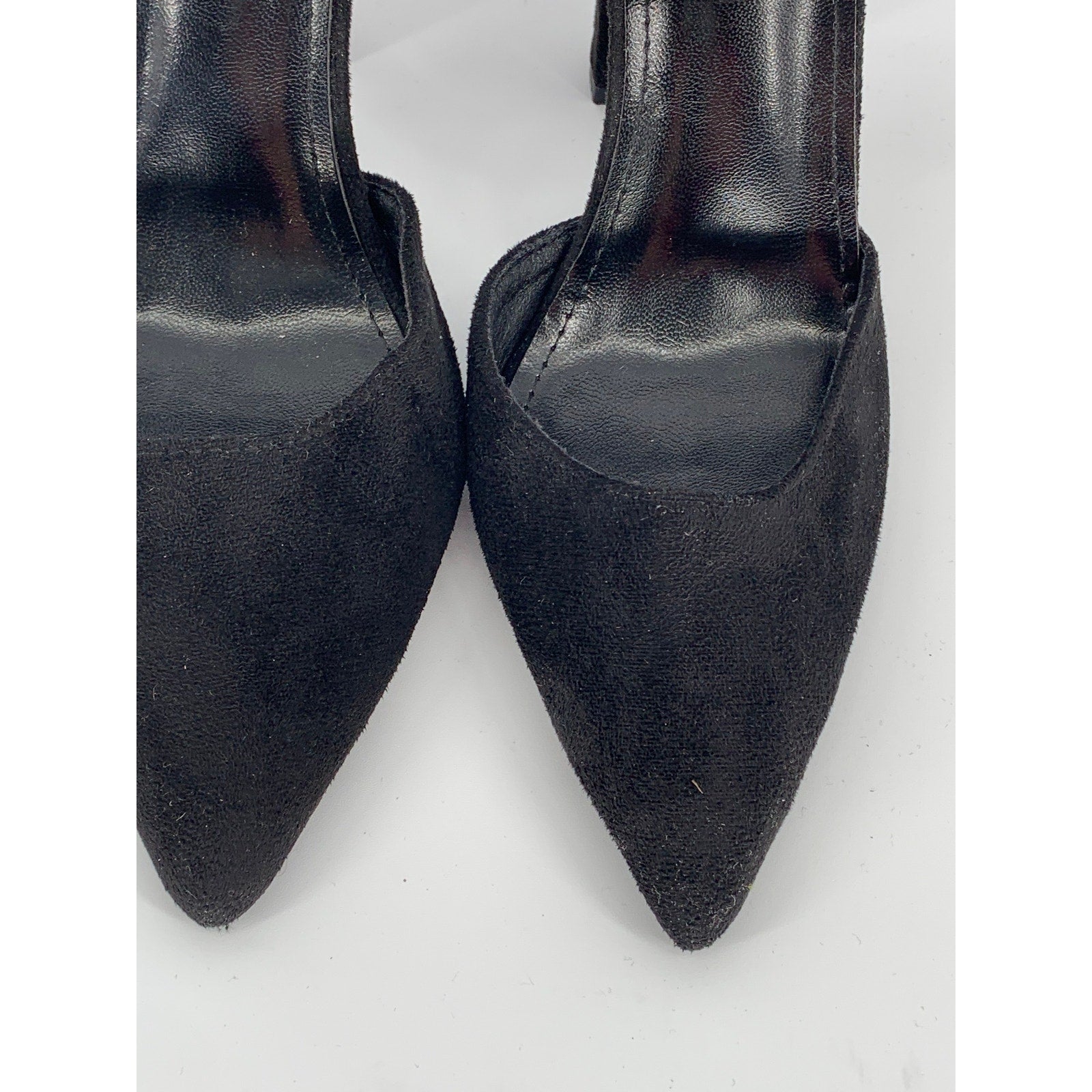 UNBRANDED Women's Black Faux Suede Pointed-Toe Ankle Strap Pumps SZ 6