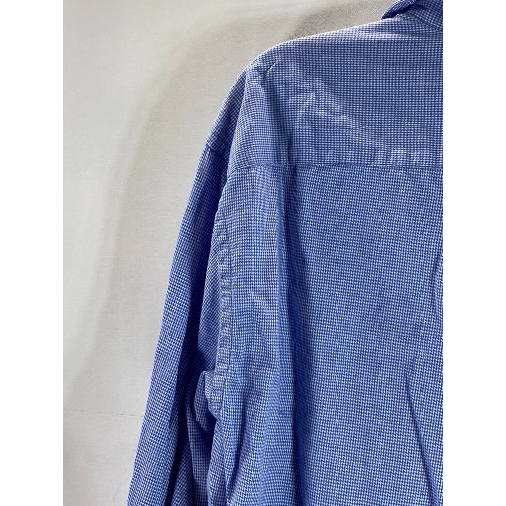 TOMMY HILFIGER Men's Blue Printed Regular-Fit Button-Up Long Sleeve Shirt SZ M