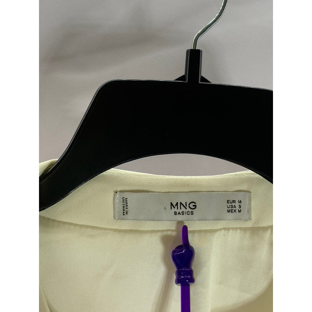 MNG BASIC Women's Cream Hook Open-Front Blazer SZ S
