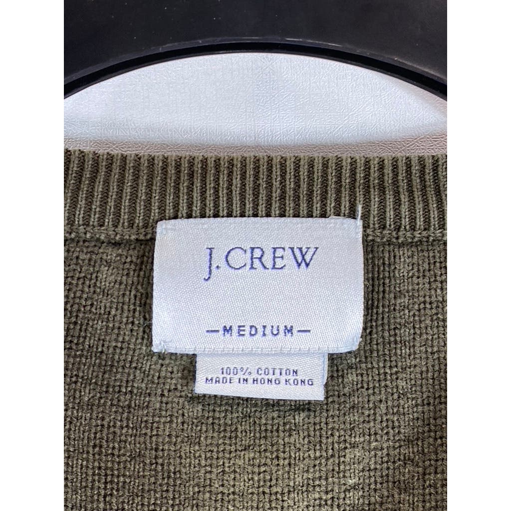 J. CREW Men's Olive Green Cotton Ribbed V-Neck Pullover Sweater SZ M